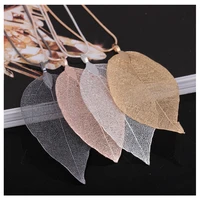 lzhlq 3 pieces of leaves leaf pendant necklace long chain jewelry for women