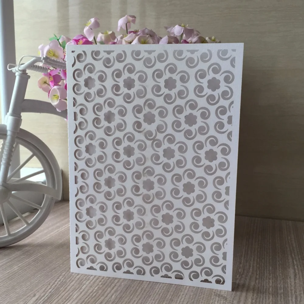 

100pcs Birthday Party Wedding Invitaiton Card Congratulation Blessing Gift Wishes Cards Laser Cut Flower Shinning Paper Craft