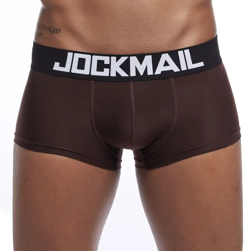 Ice silk brown JOCKMAIL, фирменное Мужское нижнее белье, ледяной шелк, крутые Дышащие Боксеры Cuecas, мужские боксеры, мужские боксеры, шорты для геев, мужские трусы, calzoncillos - Цвет: Ice silk brown