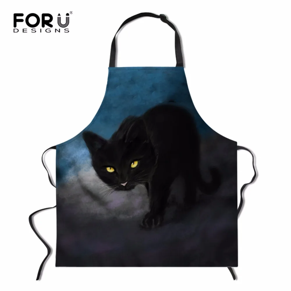 FORUDESIGNS/хлопковый милый фартук с рисунком черных котов для взрослых детские