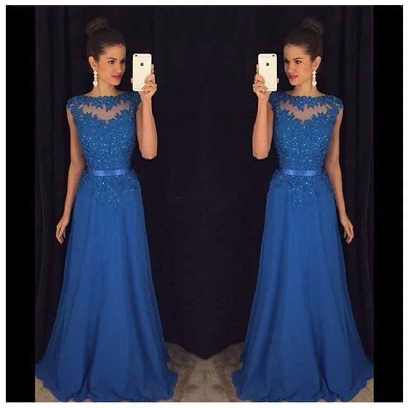 Новое поступление 2018 Кружево Длинные шифон Праздничное платье элегантный