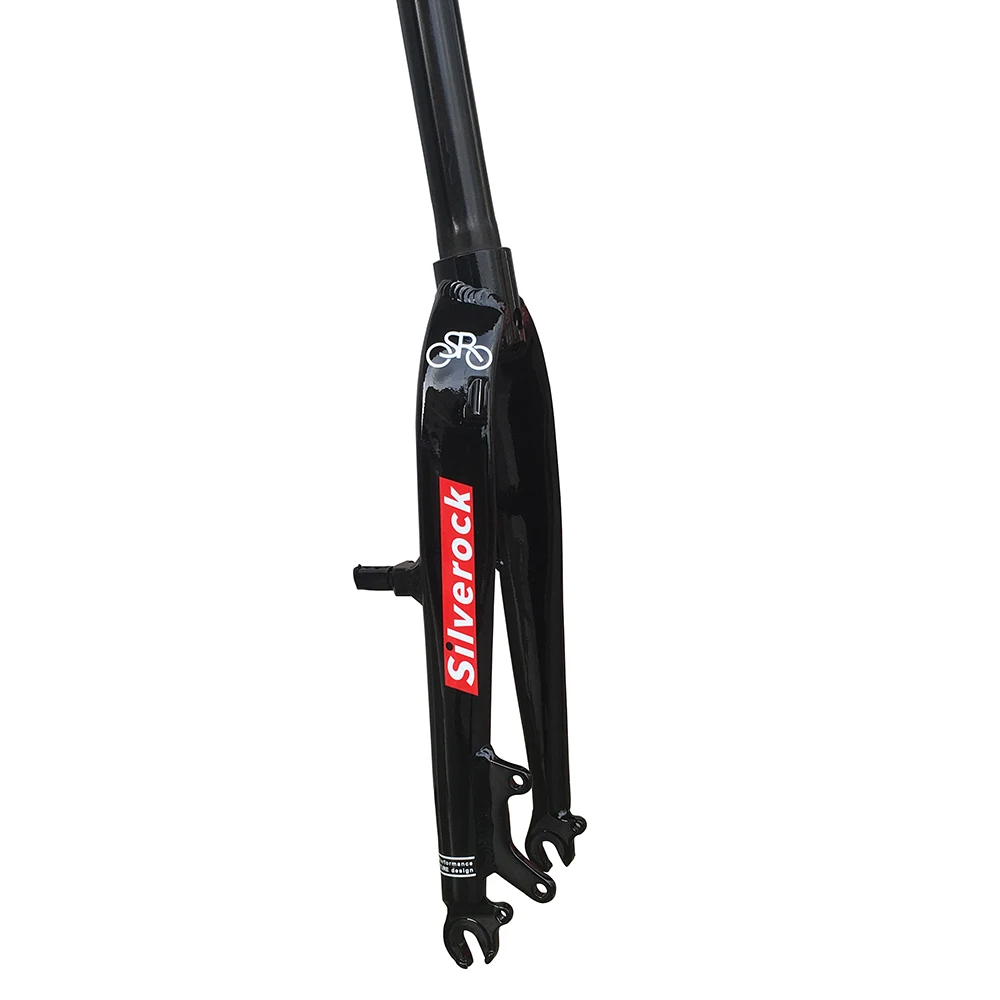 Silverock Велосипедная вилка 2" 451 406 из алюминиевого сплава BMX Kids Minivelo, дисковые тормоза, v-образные тормоза, жесткие прямые вилки 28,6 мм 1 1/8" - Цвет: black