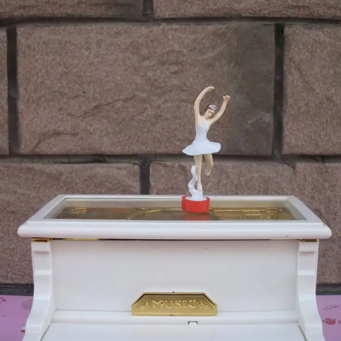 Музыкальная шкатулка с белым пианино коробка для ювелирных изделий подарок