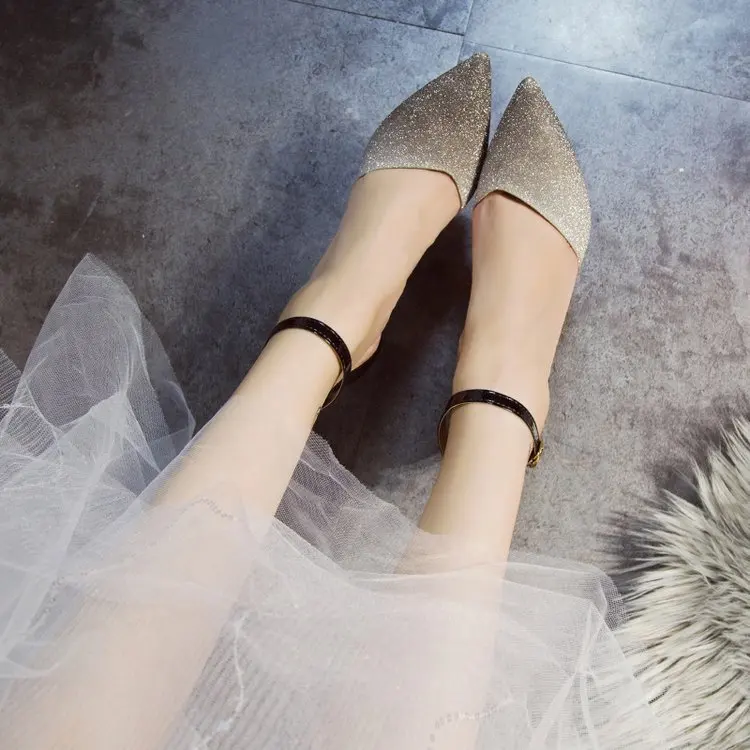 Sexy Pointed Toes Dress Shoes 2019 New Fashion Casual Party Slip-on Women High Heels Wedding Bling Pumps | Обувь