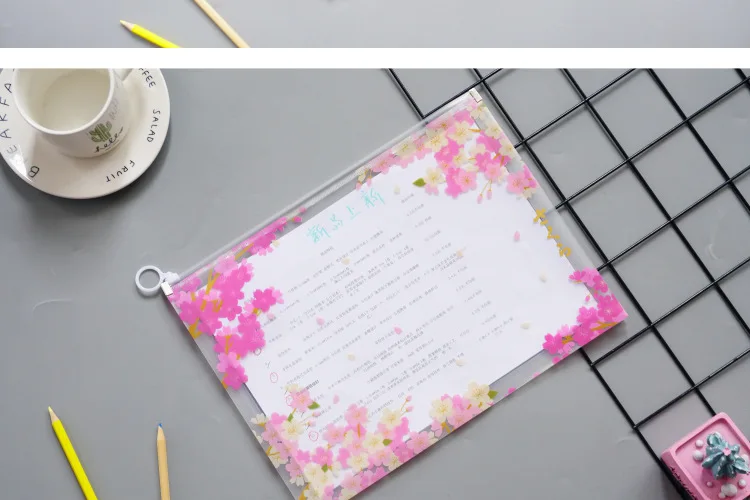 Cherry Blossom серия A4 прозрачная абразивная Сумка-файл для документов, сумка, папка, канцелярские принадлежности