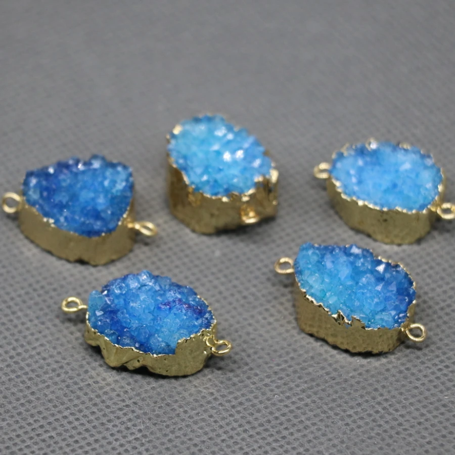 

5pcs Wholesale Women Druzy Geode Pendants, Lovely Dyed BBLUE Geode Stone, Drusy Pendant With Plated Edged Quartz Druzy