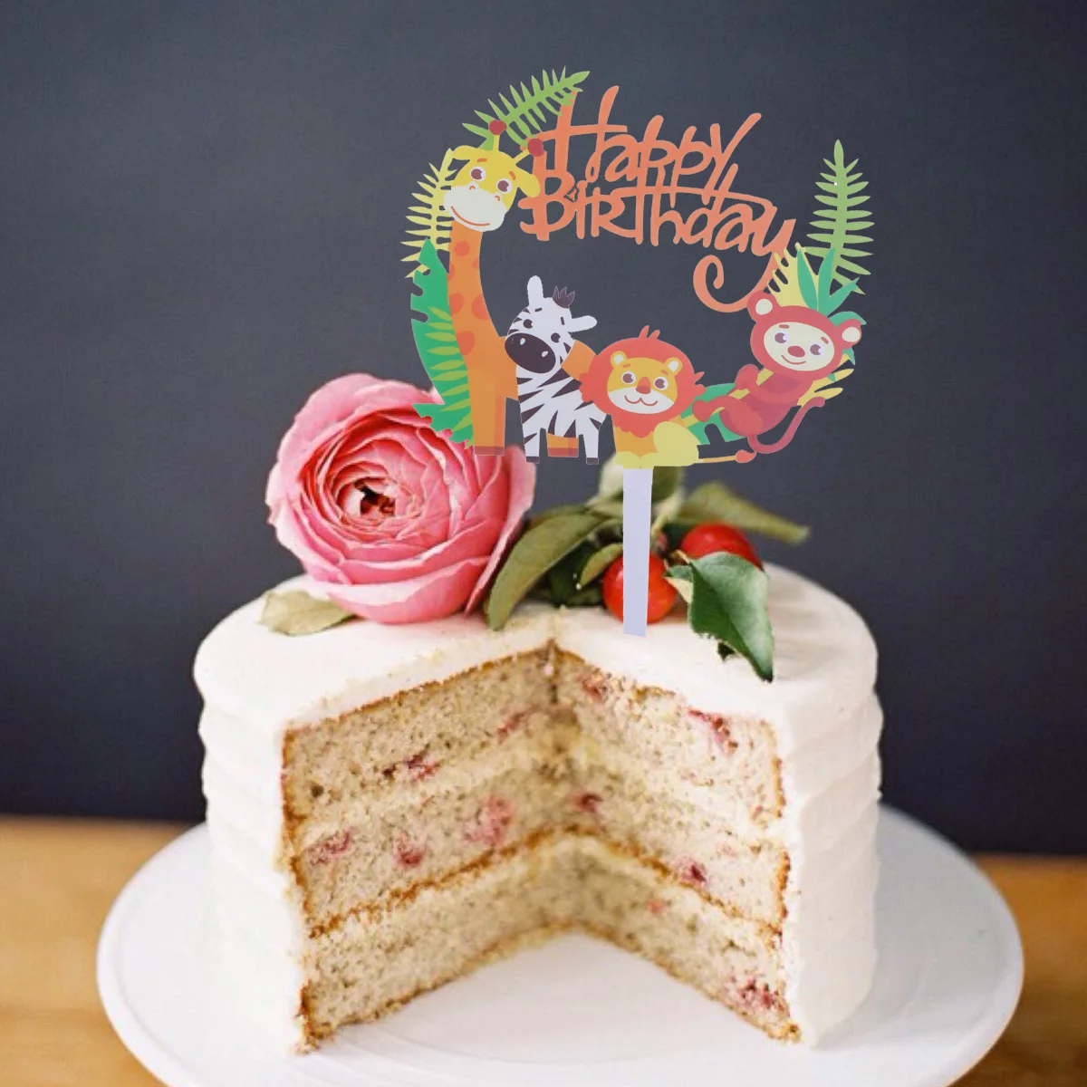 2 шт. декоративный акриловый Топпер для торта с жирафом львом тема животных