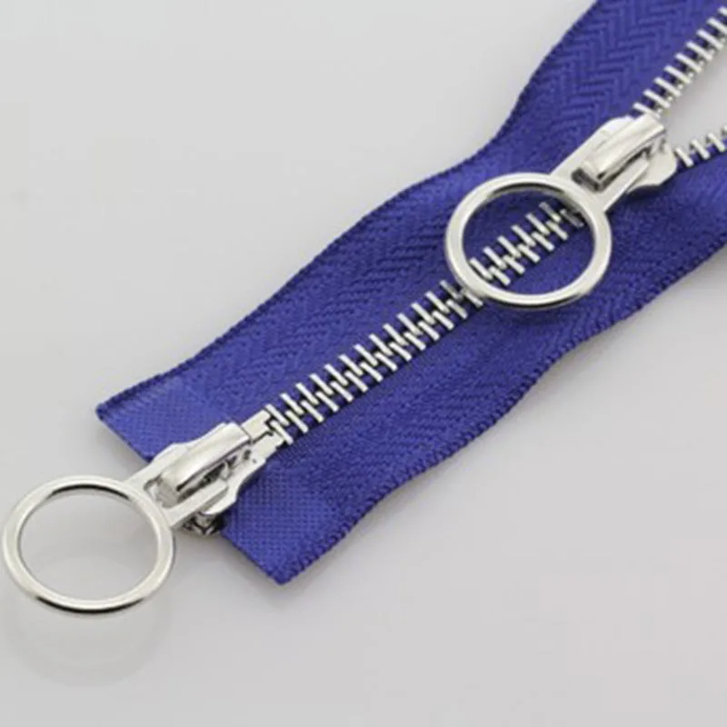 4pcs/lot 60/80/90/100/120/150cm 5# white silver copper two open end metal zipper with round sliders diy accessories880 | Дом и сад