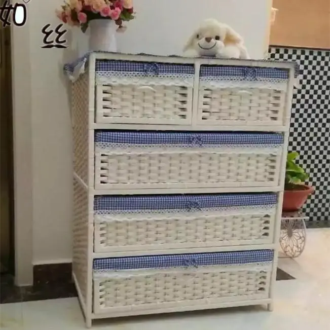 Плетеный соломенный ящик шкафчик для хранения садовый прикроватный столик