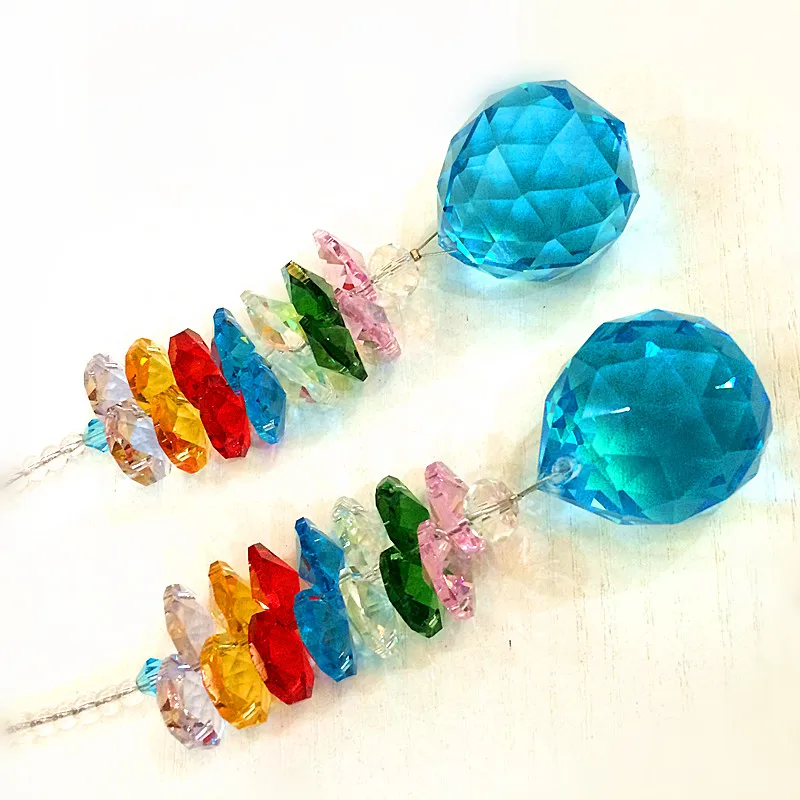 2pcs Aquamarine 30mm Crystal Hanging Drop DIY Sun-catcher Accessory for Chandelier Prism Ppendants Home Decoration | Лампы и освещение