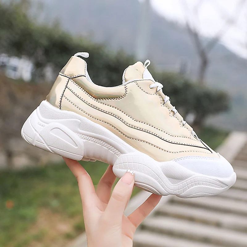 Вычурный женский модный кроссовки Повседневная обувь женские на танкетке