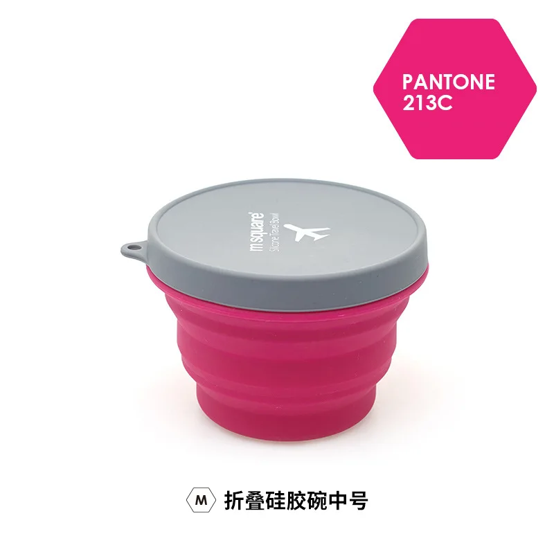 Rose red Bowl- 500ml Силиконовая миска, портативная складная миска, Набор чашек для еды, путешествий, спорта на открытом воздухе, пикника, миска для лапши, чашка для воды - Цвет: Rose red Bowl- 500ml