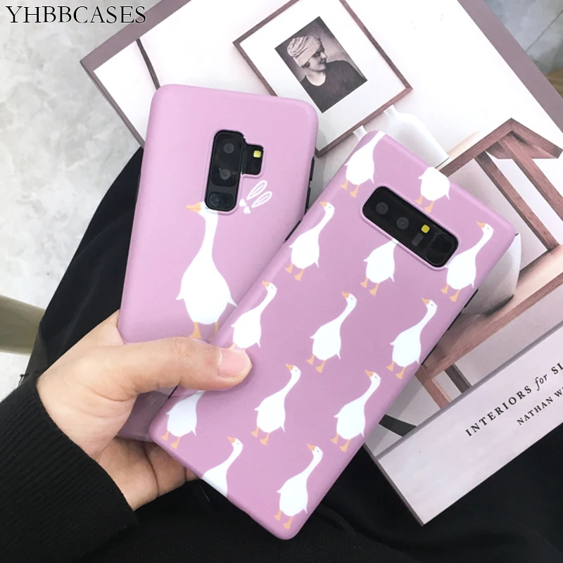 YHBBCASES Cartoon Cute Duckling Soft Cases For Samsung Galaxy S8 S9 Plus Funny Animal Purple Phone Cover Note 8 9 |