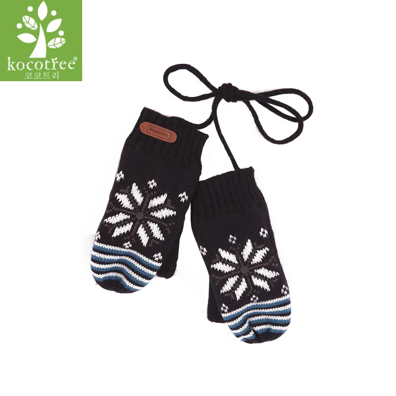 Gloves Детская зимняя шапка, шарф, варежки, набор разноцветных полосатых вязаных детских шапок, теплые перчатки для мальчиков и девочек - Цвет: Gloves