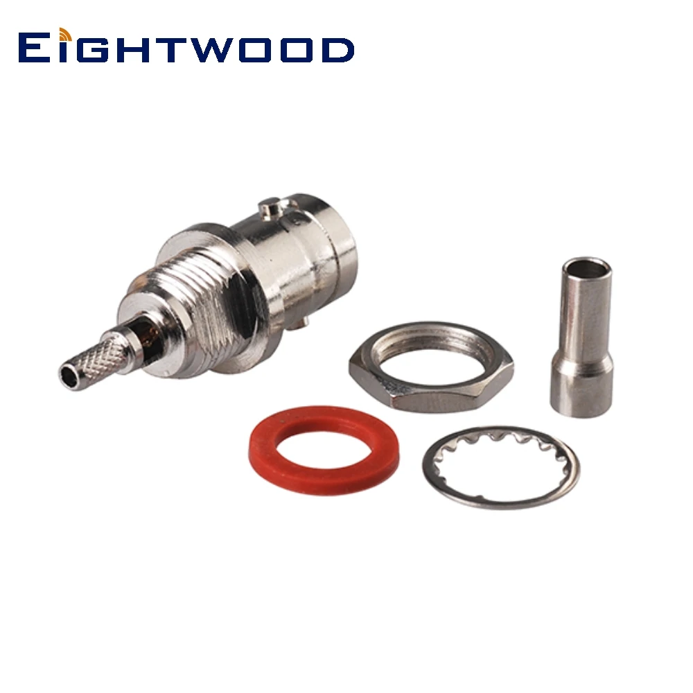 

Eightwood BNC Crimp Jack Female RF Coaxial Connector Adapter Bulkhead O-ring 75 Ohm for RG179,RG174,RG316,LMR100 Coaxial Cable