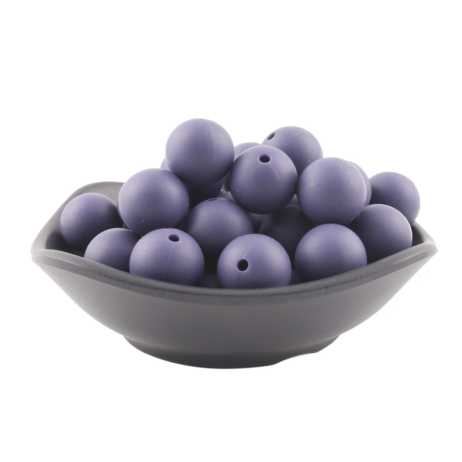 Twilight Purple 15 мм, 10 шт., силиконовые бусины, пищевое качество, детский прорезыватель, бисер, сделай сам, Прорезыватель для зубов, ожерелье, соска, цепочка, игрушки, аксессуары, силикон, BPA бесплатно - Цвет: Twilight Purple