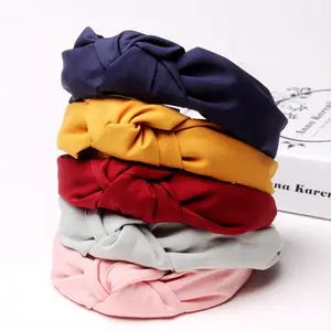 Повязка на голову с бантом женская, модный тканевый бандаж, аксессуар для волос, украшение для волос, тюрбан