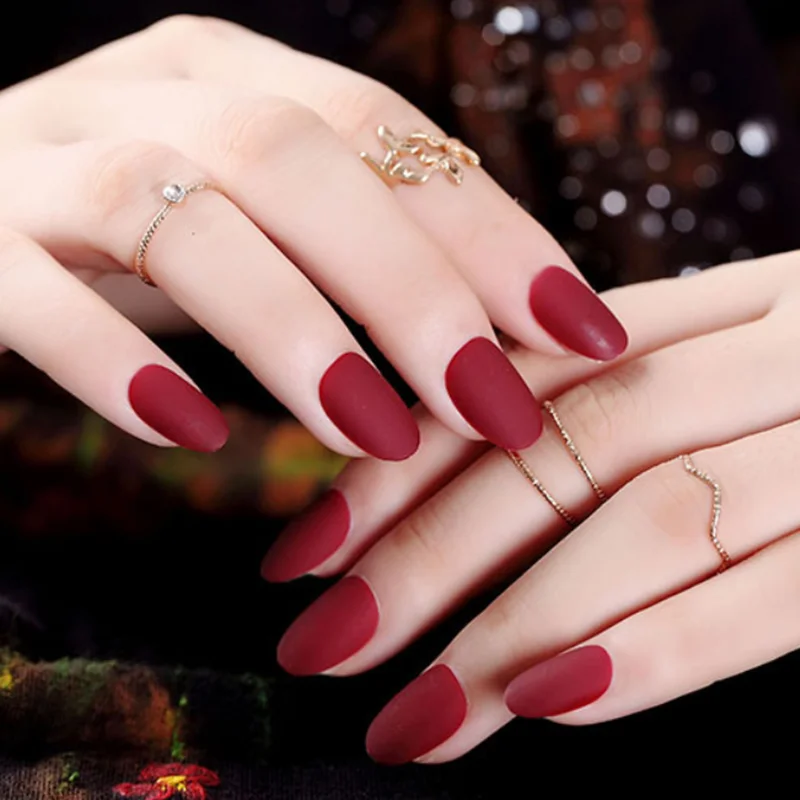 24 шт. овальные накладные ногти матовые закругленные Искусственные пластиковые