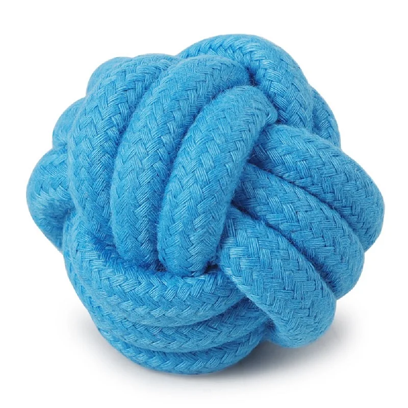 Blue Собачья ловушка жевательная игрушка хлопковая веревка плетеные шарики тизер играть Интерактивная погремушка царапина игрушка для питомца Милая молярная игрушка для обучения чистке зубов игрушки для щенков - Цвет: Blue