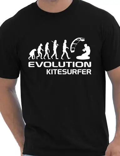 Забавная Мужская футболка Evolution Of Kitesurfer больше размера и яркости | одежда