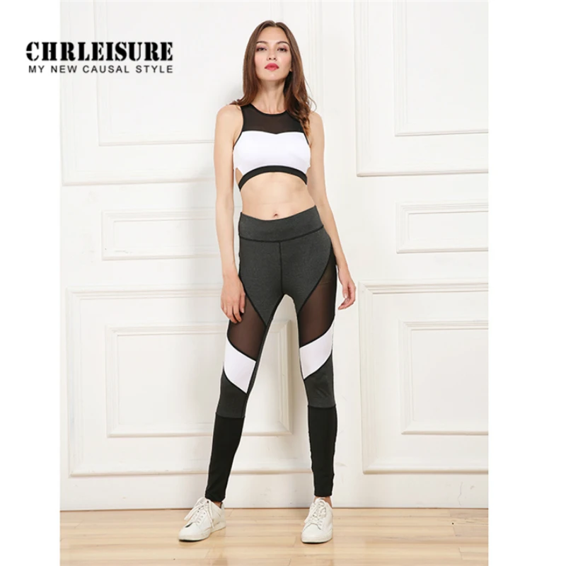 CHRLEISURE сетчатые спортивные Леггинсы Для женщин с высокой талией для йоги дышащее