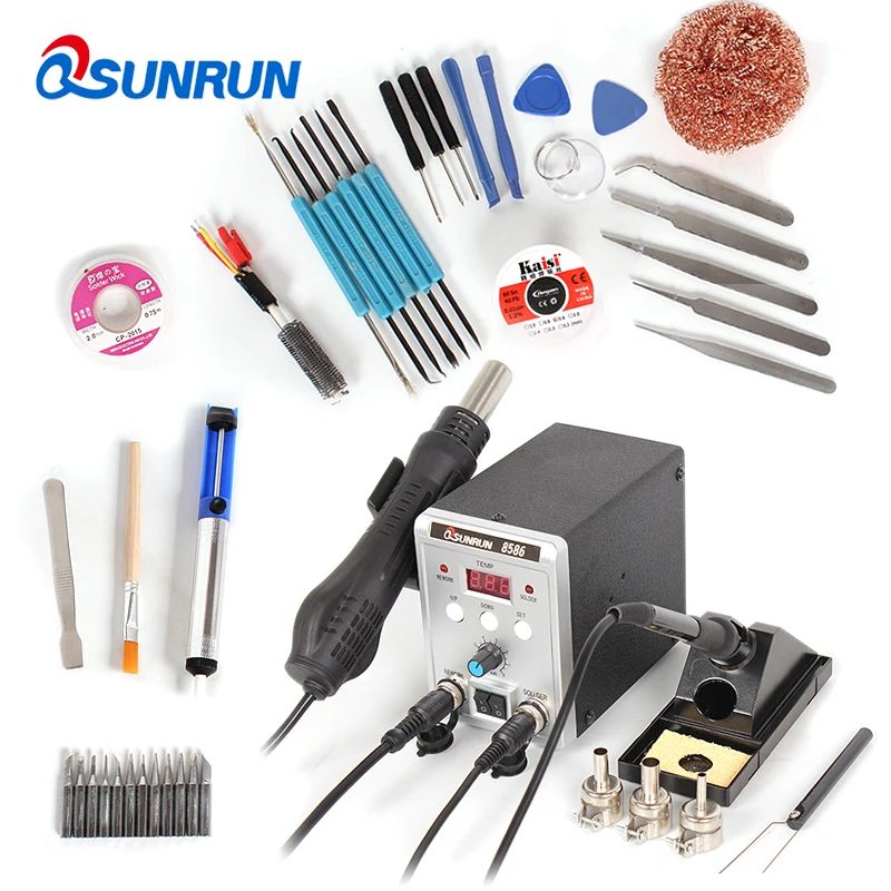 Паяльная станция 2 в 1 Qsunrun 8586 110 В/220 В 700 Вт SMD паяльная пистолет горячего воздуха +