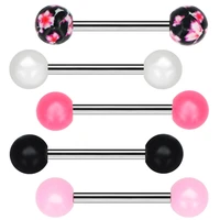 body punk tongue piercing 5pcsset candy color flower pattern tongue barball langue body jewelry tongue rings for women