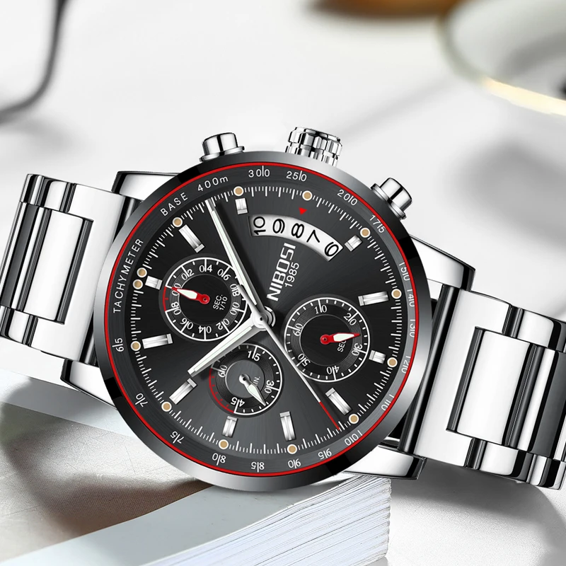 Армейские часы Militar Inox NIBOSI мужские водонепроницаемые спортивные из нержавеющей