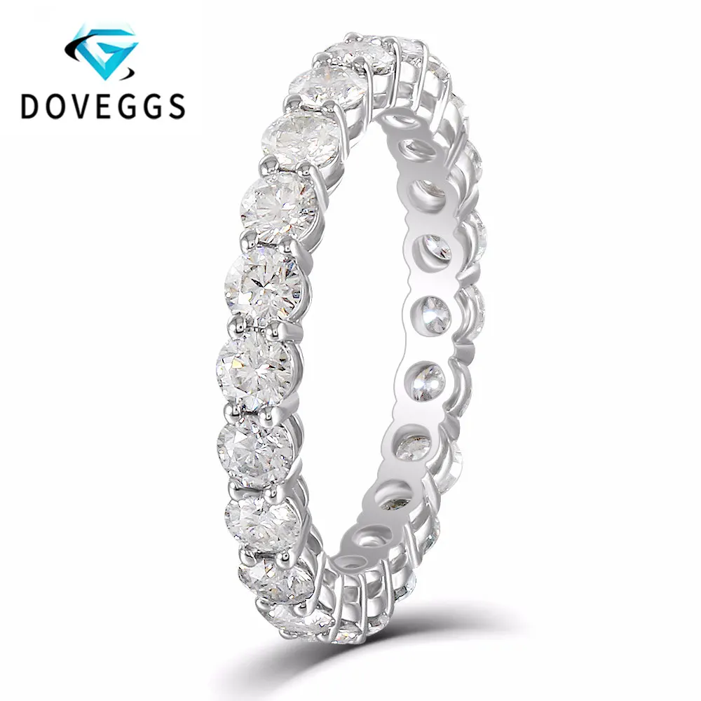 DovEggs 10K белый золотой 2.1CTW 2.3CTW 3 мм круглый блестящий Муассанит вечность Свадебный