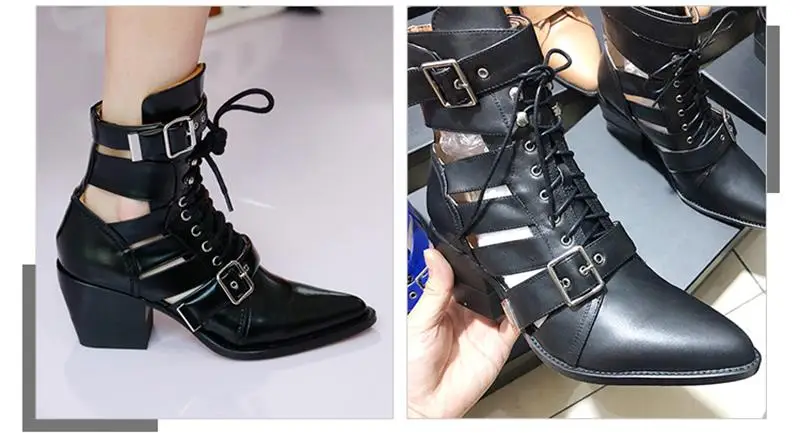 Женские черные ботильоны на низком каблуке с пряжкой и заклепками Zapatos Mujer