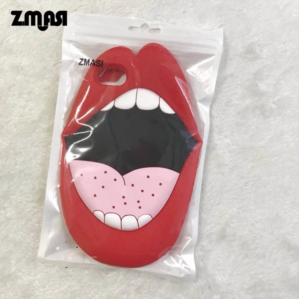 Zmasi 2018 Новый 3D красный Средства ухода за губами cell чехол для iPhone X 8 7 силиконовые