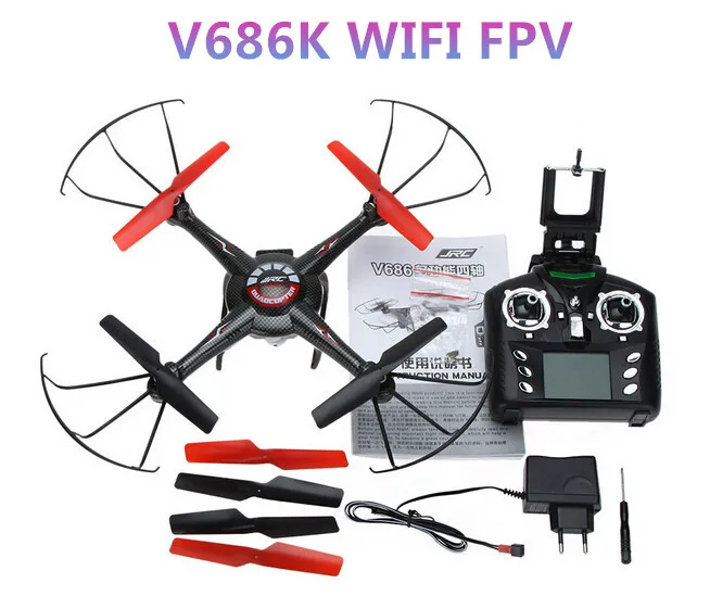 Бесплатная доставка RC Дрон JJRC V686K 6 осевой гироскоп 2 4G 4CH FPV Квадрокоптер WIFI НЛО с HD