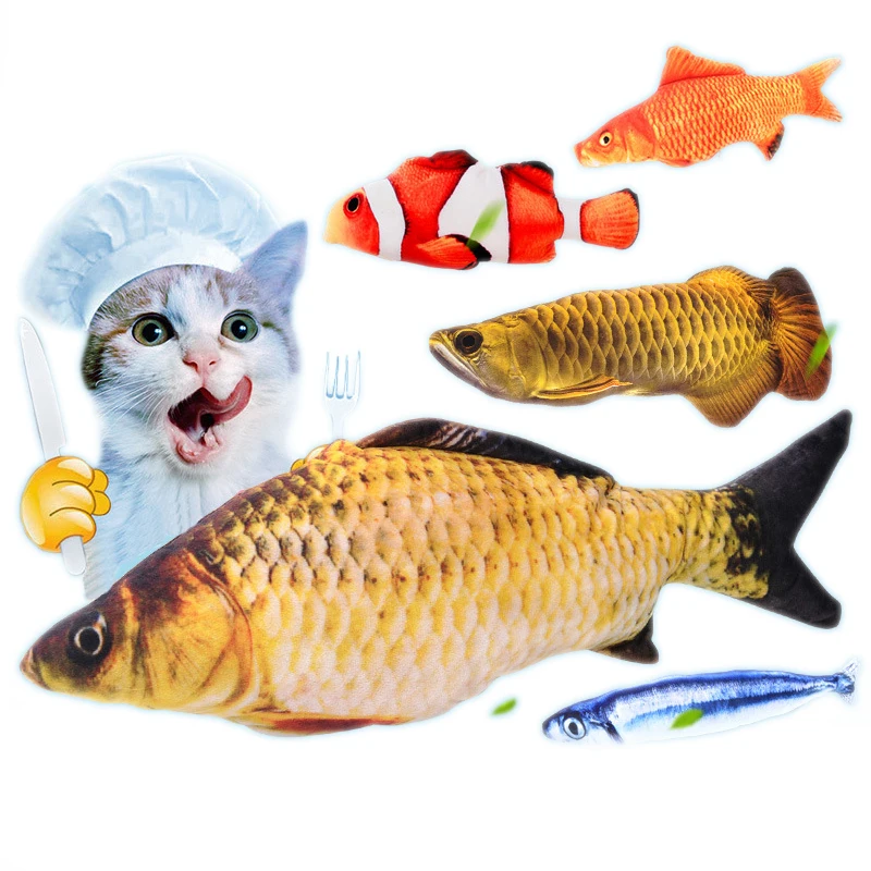 игрушка для кота кошачья 3D симуляция рыбка золотая красный карп котенок игрушки
