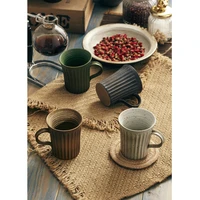 japanese style striped tea coffee creative retro coffee cups retro style handmade simple stoneware breakfast water mugs cup