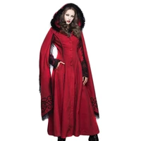 steampunk winter hooded coat female gothic women long wool cloak trumpet sleeves tassel cape windproof coats for women