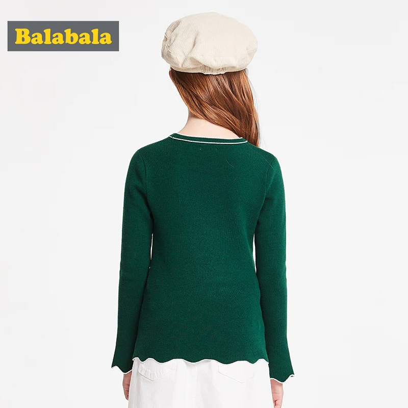 Balabala Children clothing girls sweater cotton o neck 2019 new autumn big girl sweet fashion | Детская одежда и обувь