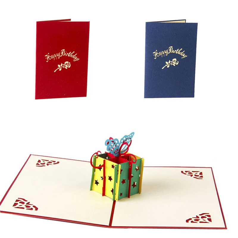 Подарочная коробка звезда 3D всплывающие поздравительные открытки с Киригами