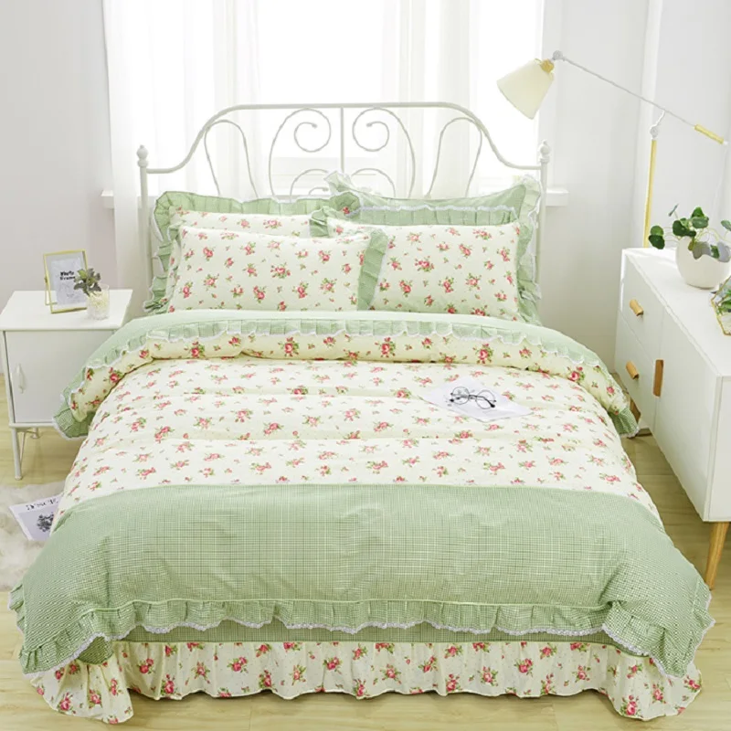 Комплект из 4 предметов в стиле принцессы чистого хлопка пододеяльник простыня