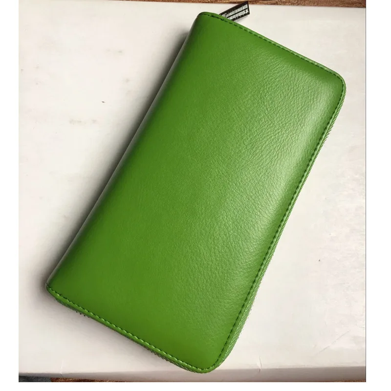 green Унисекс RFID в виде кошелька, с карманом для карточек сплит из воловьей кожи, для мужчин бизнес кошелек телефон сумка высокой емкости Женские кредитницы кошельки - Цвет: green