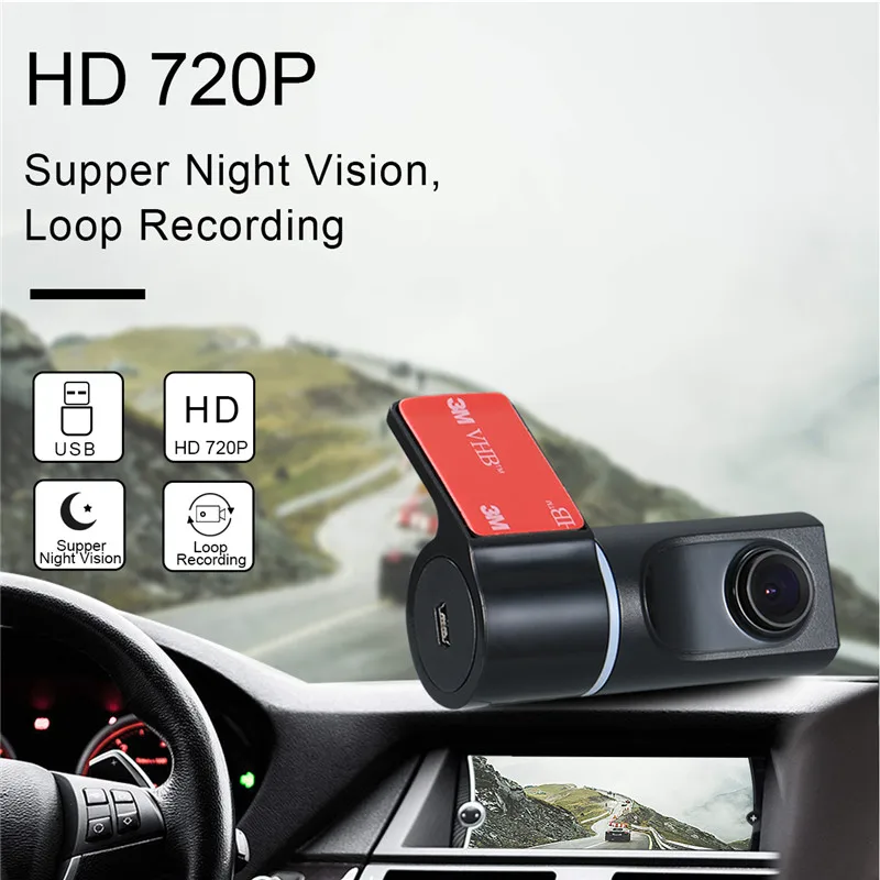 ADAS Dash Cam мини USB скрытый Автомобильный DVR рекордер с E-dog вращение на 360 градусов для