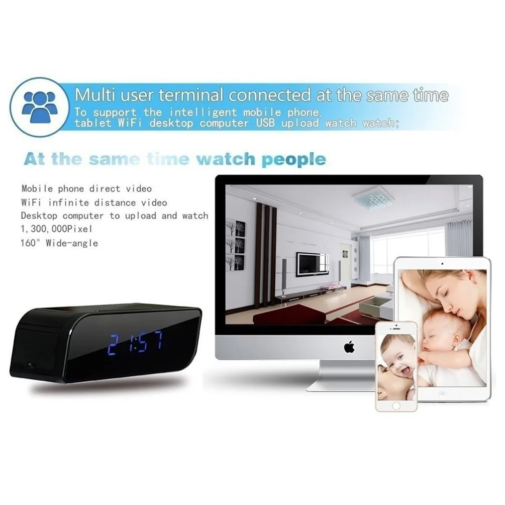 1080 P мини часы камера Wifi ip сигнализация высокой четкости беспроводной домашний