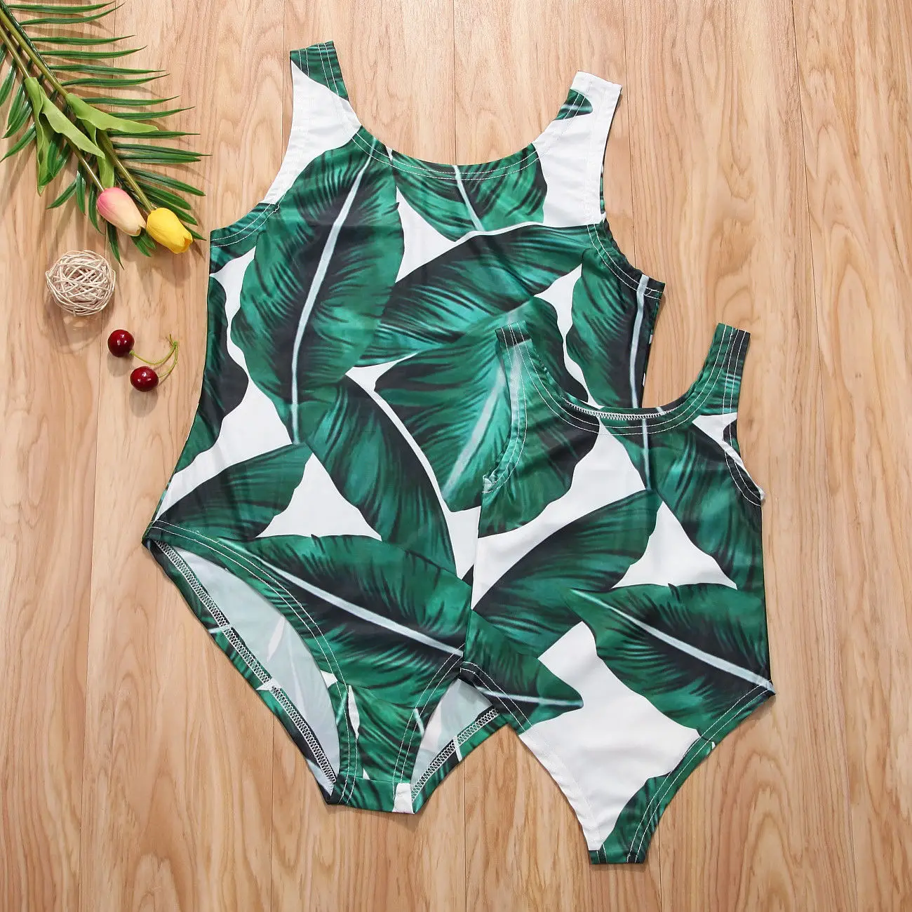Женский слитный купальник с принтом Пальма и листьями|Комбинезоны| |