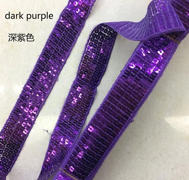 dark purple 16 ярдов/партия 5 строк квадратная лента с блестками кружева для танцевального костюма украшения серые Блестки для сценические наряды Аксессуары для платья - Цвет: dark purple