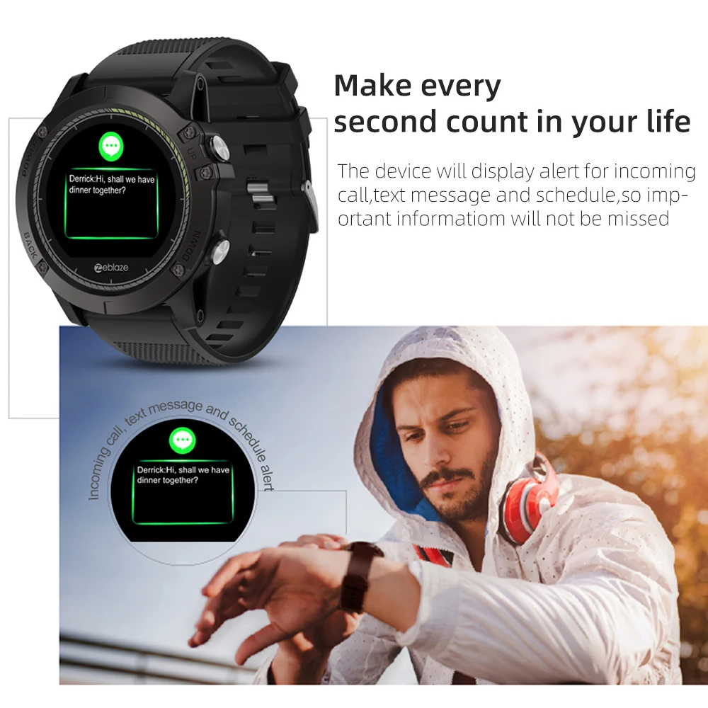 Smartwatch Zeblaze VIBE 3 HR Fitness Tracker Smart Watch Men Sleep Tracking Smart Watch Heart Rate Monitor Watch IP67 Waterproof