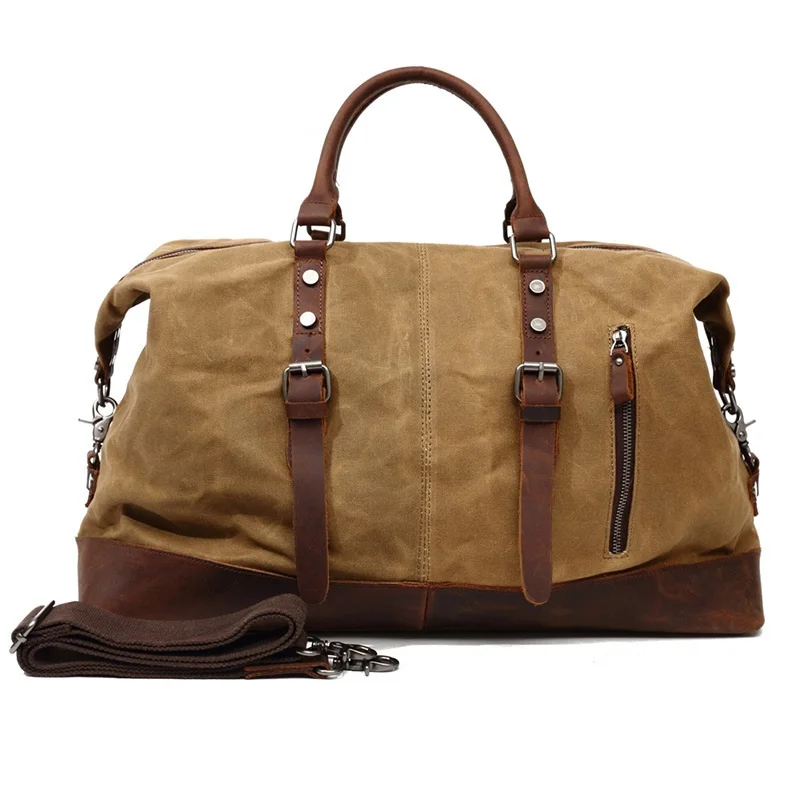 

fashion canvas Laptop Bag for 17.3" computer bag Vintage men's oil wax canvas leather shoulder bag handbag free shipping