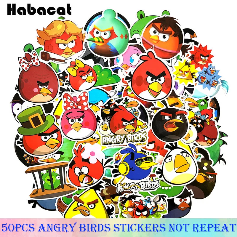 50 шт./упак. «Angry Bird» головоломки игры с рисунком из мультфильмов наклейки для мотоцикла Чемодан ноутбук велосипед скейтборд канцелярские наклейки для гитары