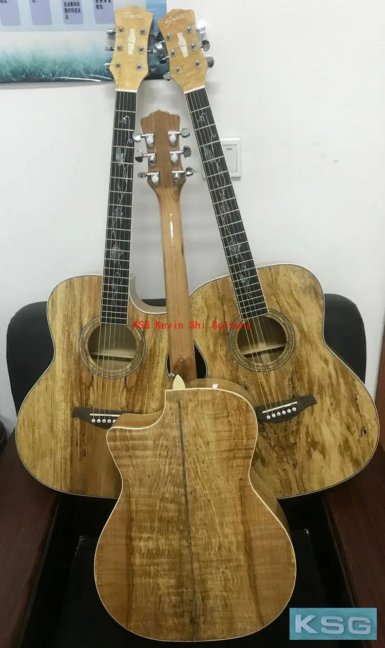 KSG spalted maple Акустическая гитара 4" koa like 6 струн цельная электрическая акустическая гитара ручной работы народная гитара