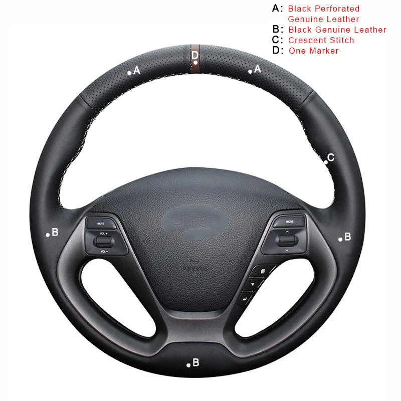 Genuine Leather Автомобильная оплетка на руль для Kia K3 2013 K2 Rio Ceed Cee 'd 2012- Forte Koup Forte5- авто - Название цвета: Genuine Leather