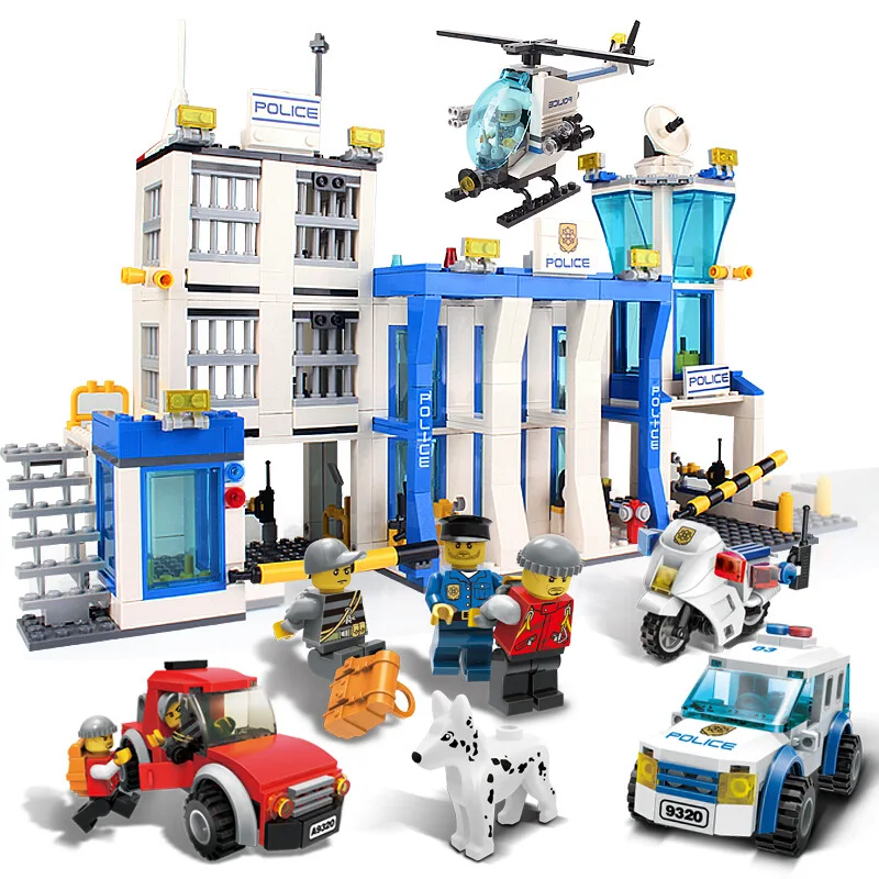 Городская серия полицейский участок Строительные блоки Набор кирпичей Дети для