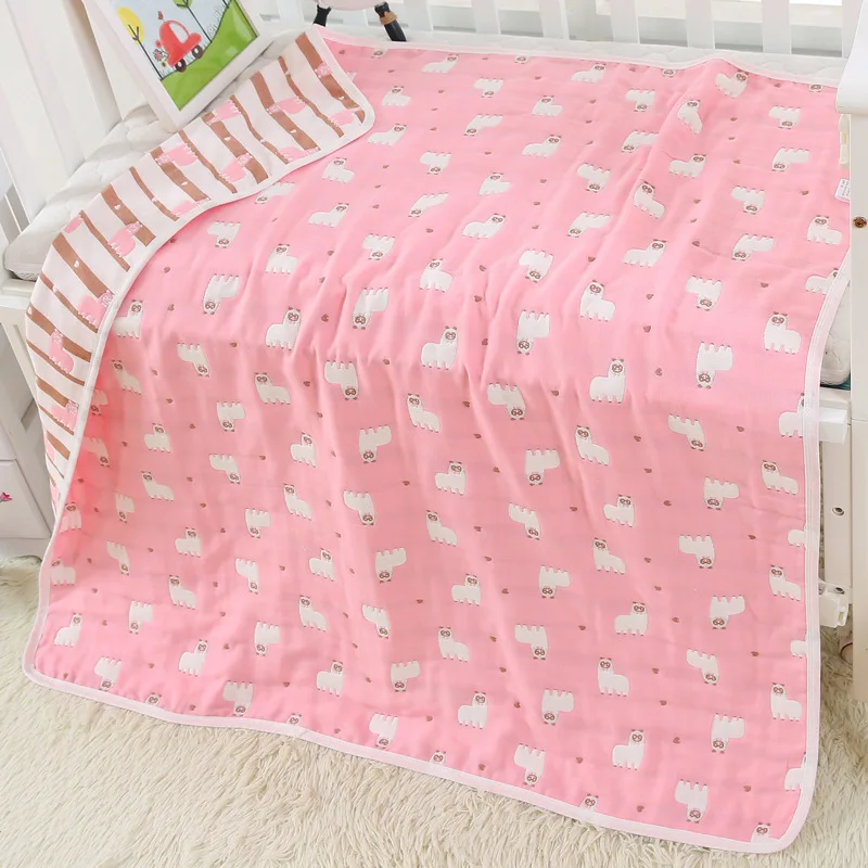 ALPACE PINK Пеленка для новорожденных, Муслин, хлопок, 6 слоев, детское банное полотенце, одеяла для новорожденных, Bebe, одеяла для новорожденных, детская накидка, 80*80 см - Цвет: ALPACE PINK